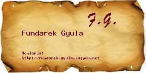 Fundarek Gyula névjegykártya
